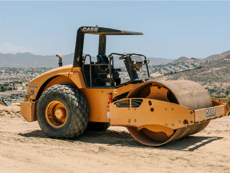 CASE SV210 soil compactor on a hillside site in Los Cabos